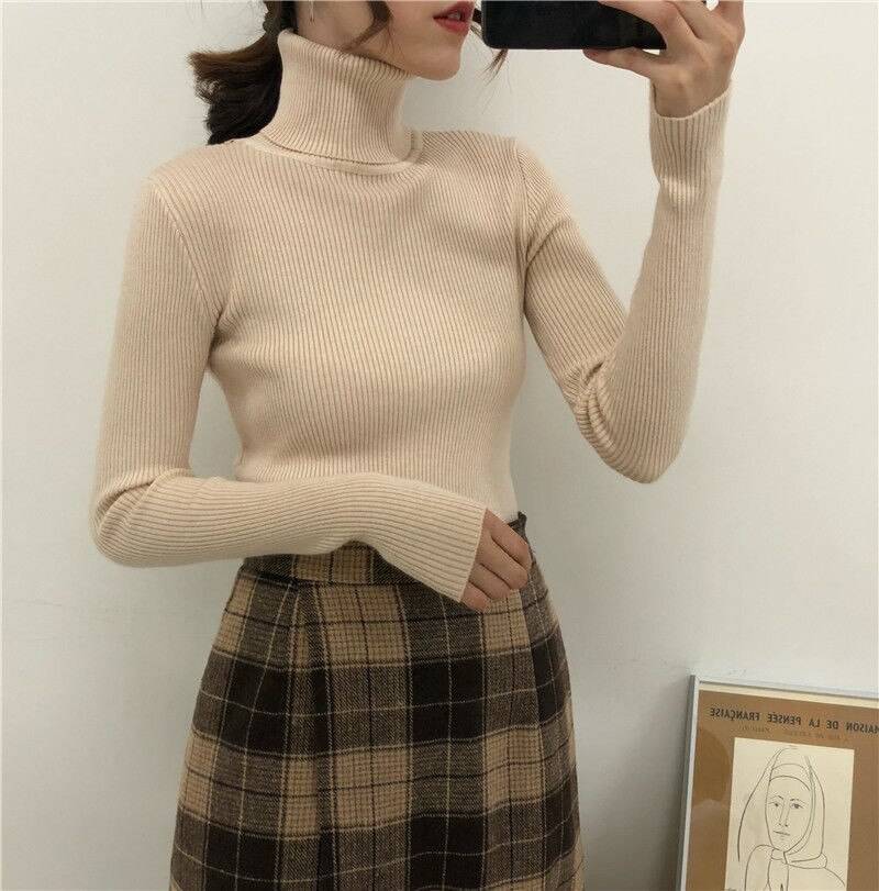 Slim Fit Women Turtleneck Knitted Sweater