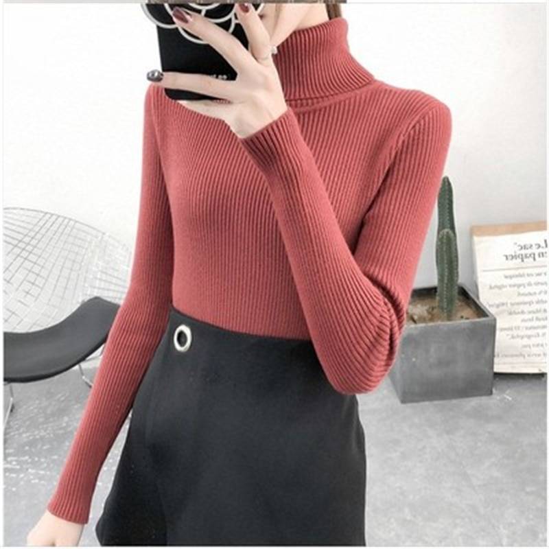 Slim Fit Women Turtleneck Knitted Sweater