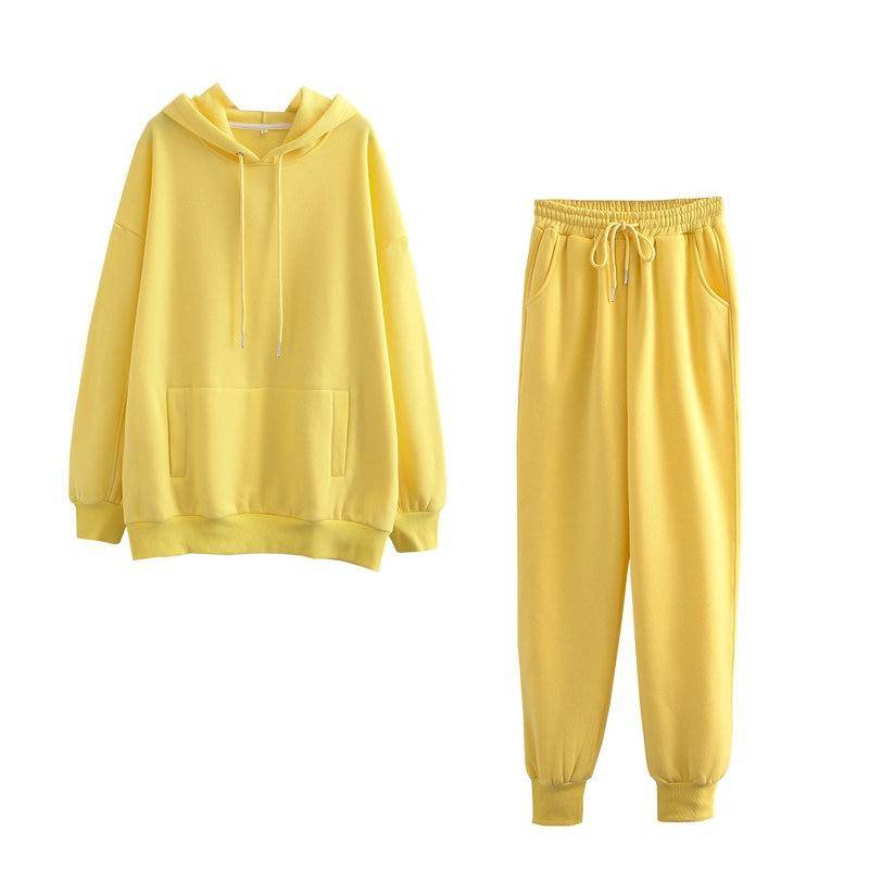Women Thick Fleece 100% Cotton Hoodie and Pants Set