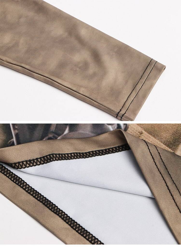 Men's High Collar With Mask Compression 3D T shirt