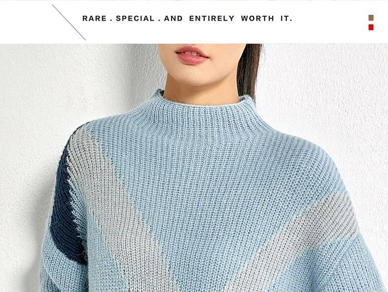 Women's Loose Sweater Pullover with Geometric Design