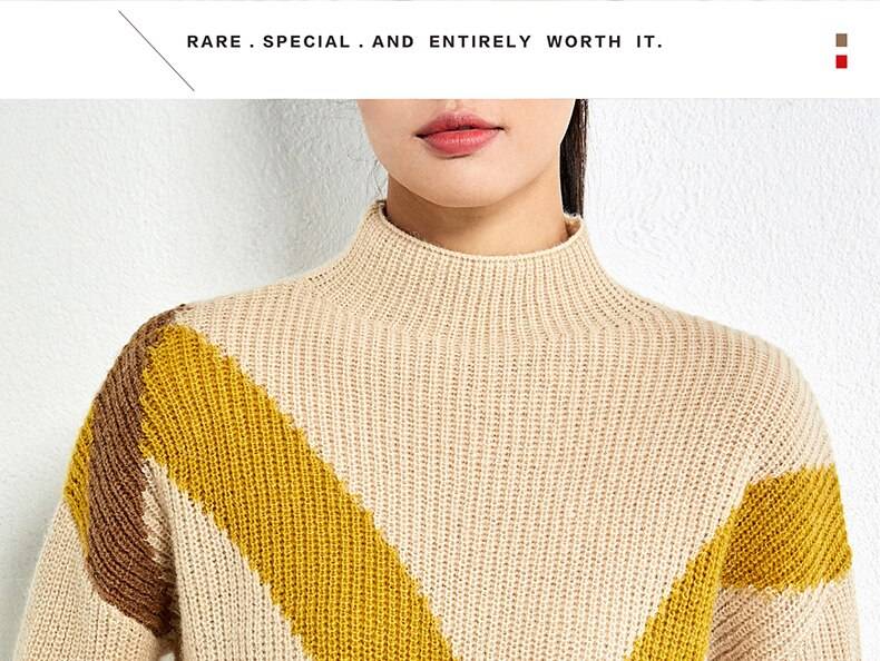 Women's Loose Sweater Pullover with Geometric Design