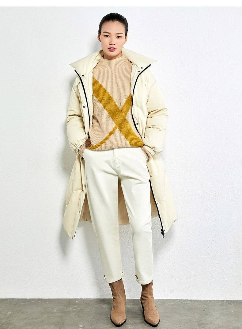 Women's Loose Sweater Pullover with Geometric Design