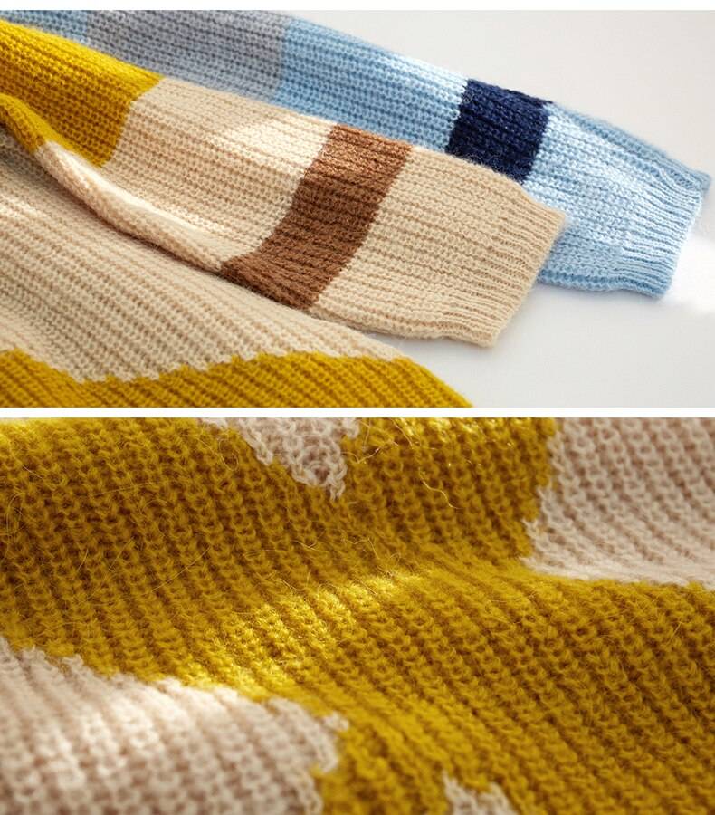 Women's Loose Sweater Pullover with Geometric Design