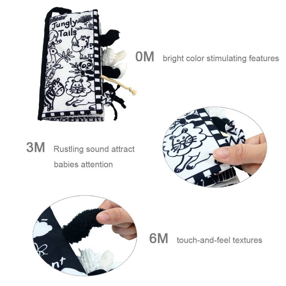 Black and White Soft Cloth Books for Babies Clothing and Accessories Kids and Babies Type : Farm Tails|Jungly Tails Black and White Soft Cloth Books for Babies Clothing and Accessories Kids and Babies