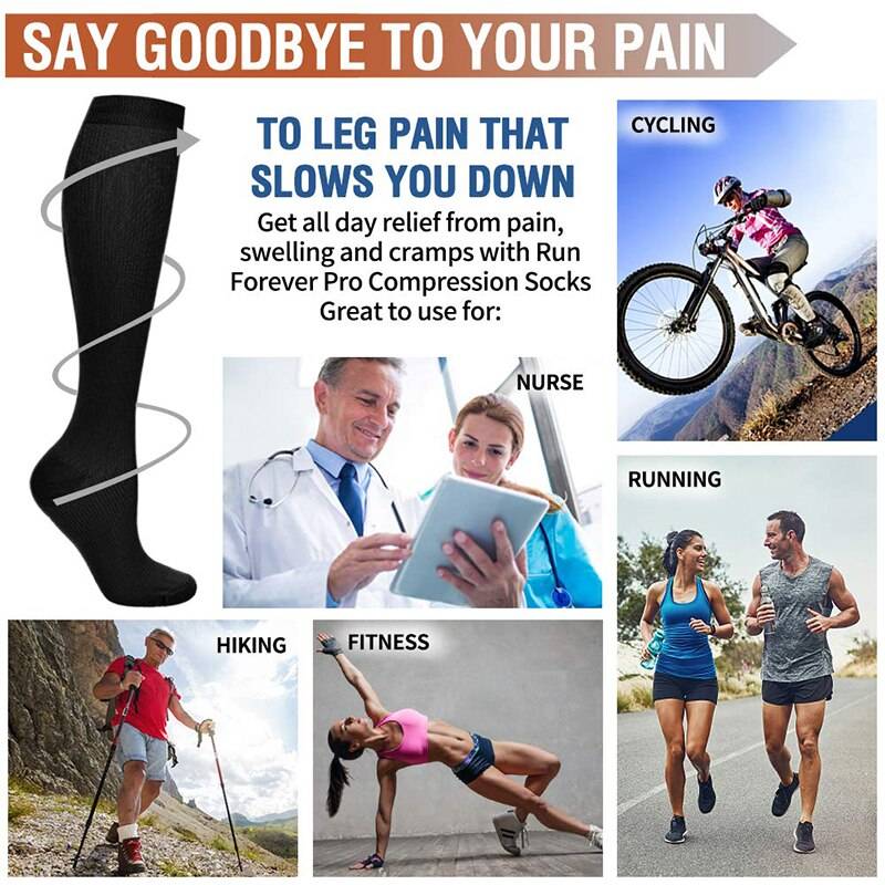 6 Pairs/Lot Compression Socks for Women and Men Relief Leg Pain Prevent Varicose Veins Fit Leg Edema Patients, Athletic, Running