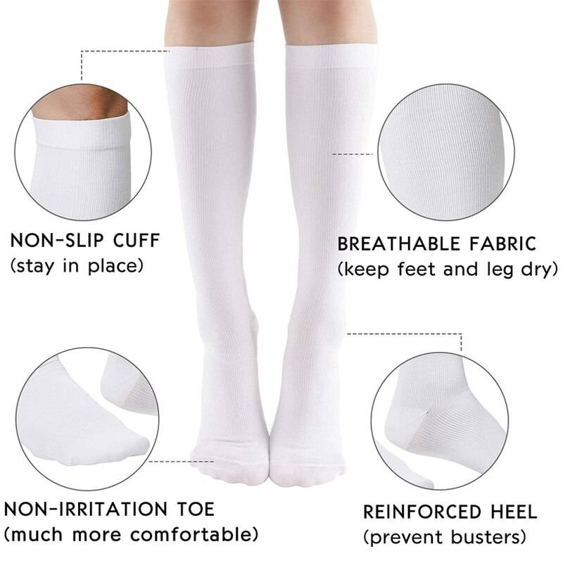 6 Pairs/Lot Compression Socks for Women and Men Relief Leg Pain Prevent Varicose Veins Fit Leg Edema Patients, Athletic, Running