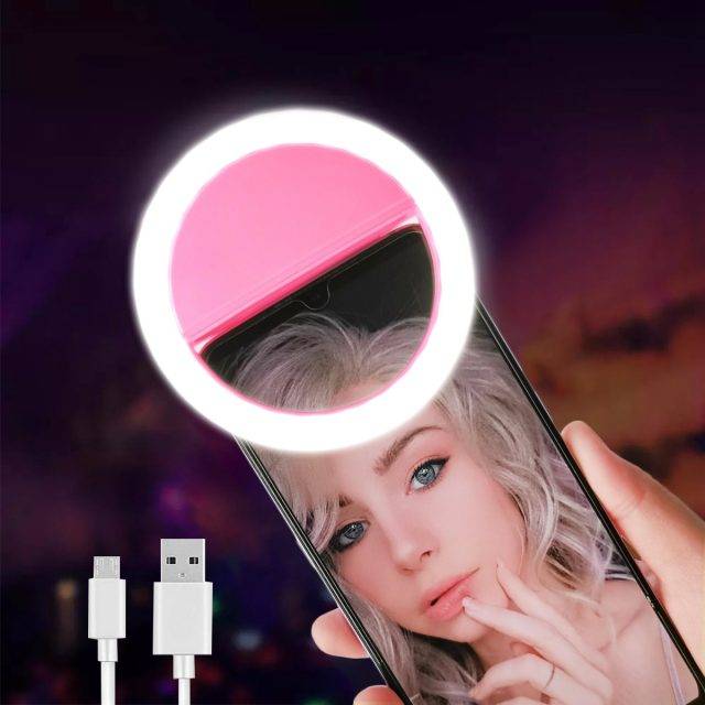 Selfie Ring LED Light Clip on Rechargeable for Phone Tablet Laptop Makeup Mirror Accessories Electronics Gadgets