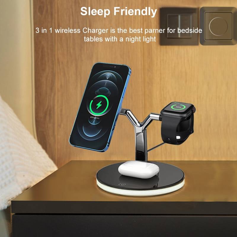 3 in 1 Wireless Charging Station Accessories Electronics Gadgets Home Accessories and Essentials Color : White Charging QC EU|White Charging QC US|White|Black Charging QC EU|Black|Black Charging QC US 3 in 1 Wireless Charging Station Accessories Electronics Gadgets Home Accessories and Essentials